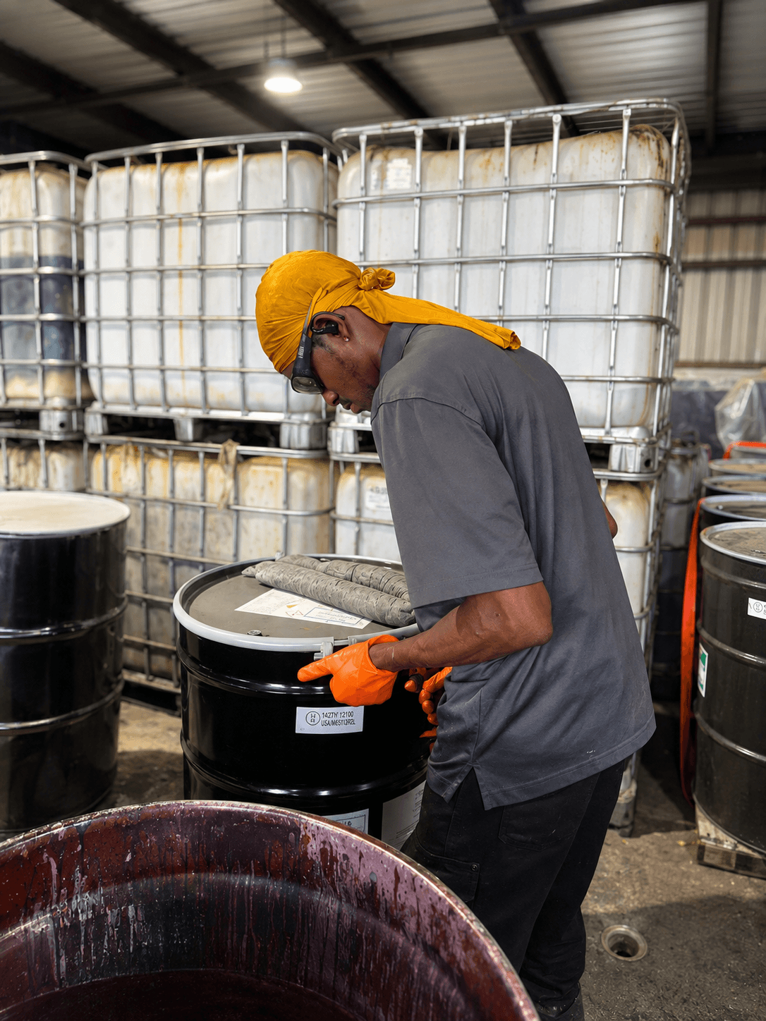 Drum handling and inspection for waste management